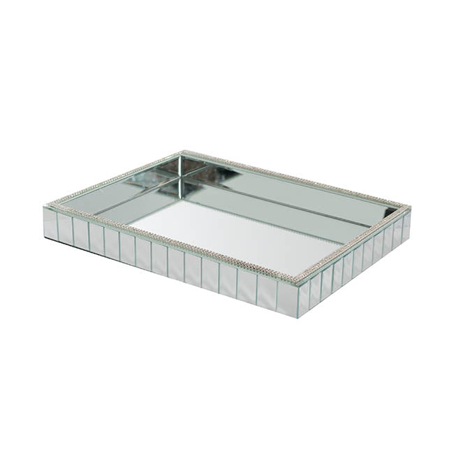 Bevelled Edge Mirror Strip Rectangle Tray - Silver - Notbrand