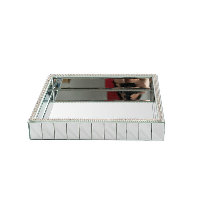 Bevelled Edge Mirror Strip Square Tray - Silver - Notbrand