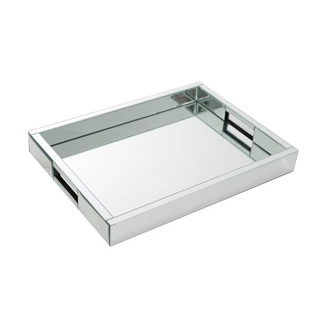 Rectangle Mirror Tray With Handle - Silver - Notbrand