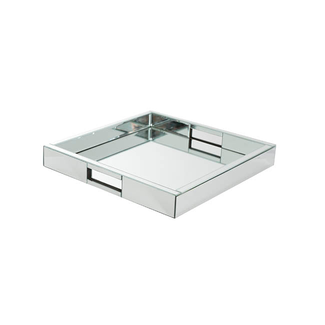 Square Mirror Tray With Handle - Silver - Notbrand