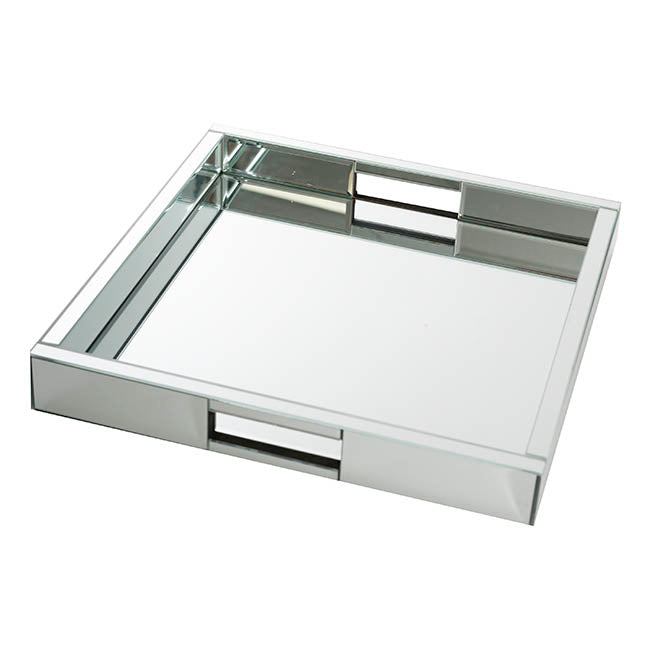 Square Mirror Tray With Handle - Silver - Notbrand
