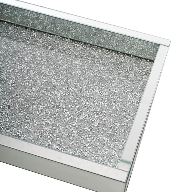 Rectangle Crystal Mirror Tray - Silver - Notbrand