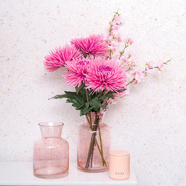 Set of 2 Glass Lisette Vase - Soft Pink - Notbrand