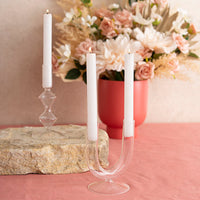 Set of 2 Glass Palma U Shape Dinner Taper Candle Holder - Notbrand