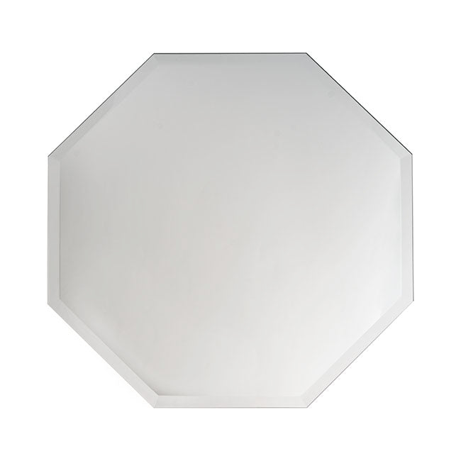 Set of 4 Octagon Mirror Glass Bevelled Plate - Silver - Notbrand