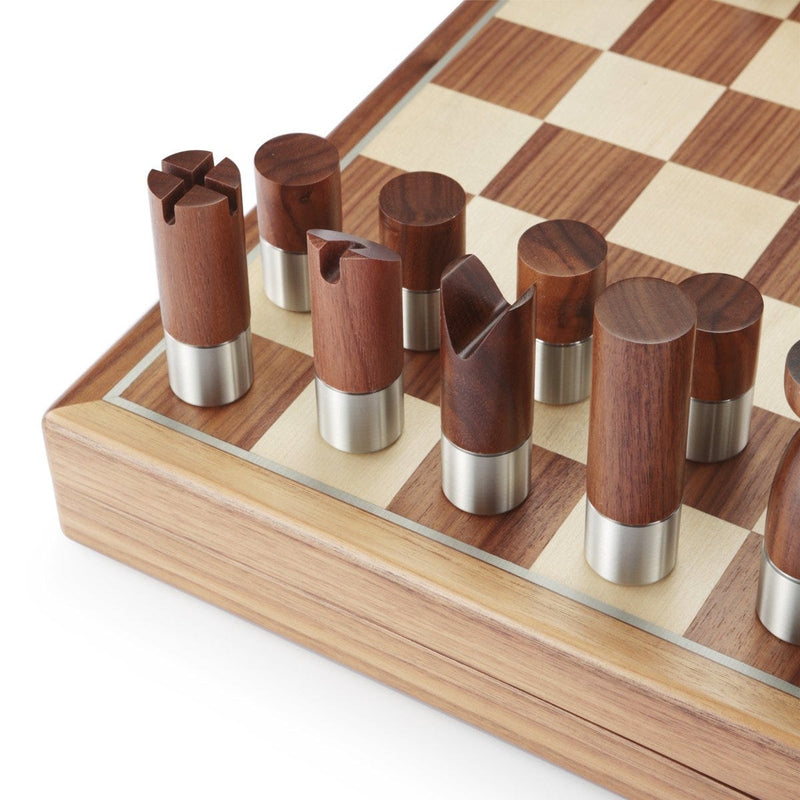 Royal Selangor Modernist Pewter Chess Set - Walnut - Notbrand