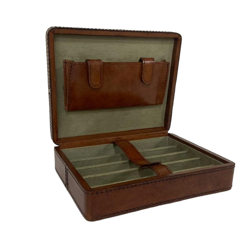 Xenos Tan Leather 5-Cigar Box - Notbrand