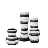 Ceramic Brushed Vase in Black and White - Medium - Notbrand