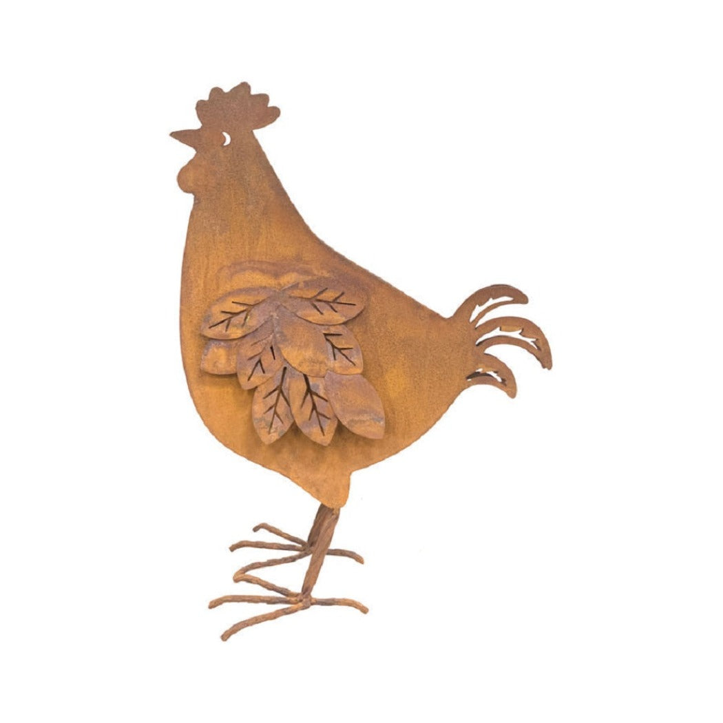 Chicken Metal Garden Statue - Rust - Notbrand