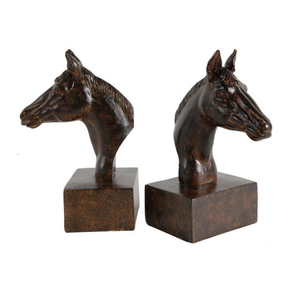 Set of 2 Horse Head Polyresin Bookends - 20.5cm - Notbrand