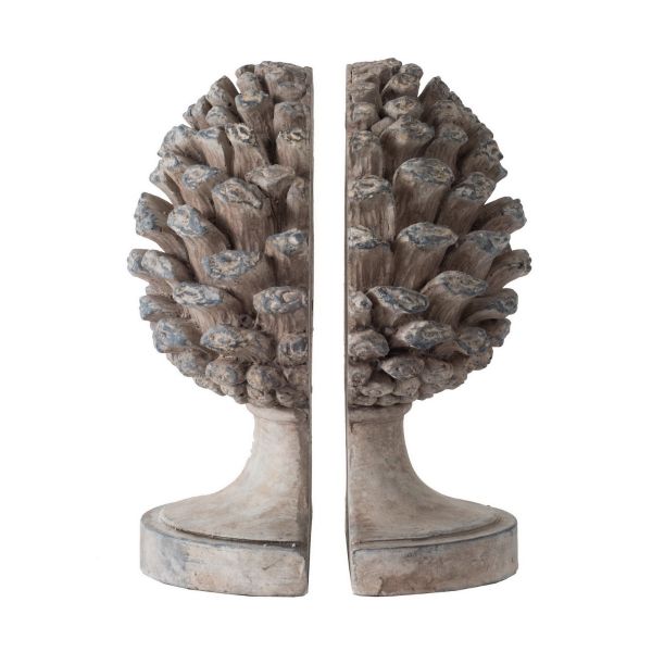 Set of 2 Pine Cone Polyresin Bookends - 22cm - Notbrand
