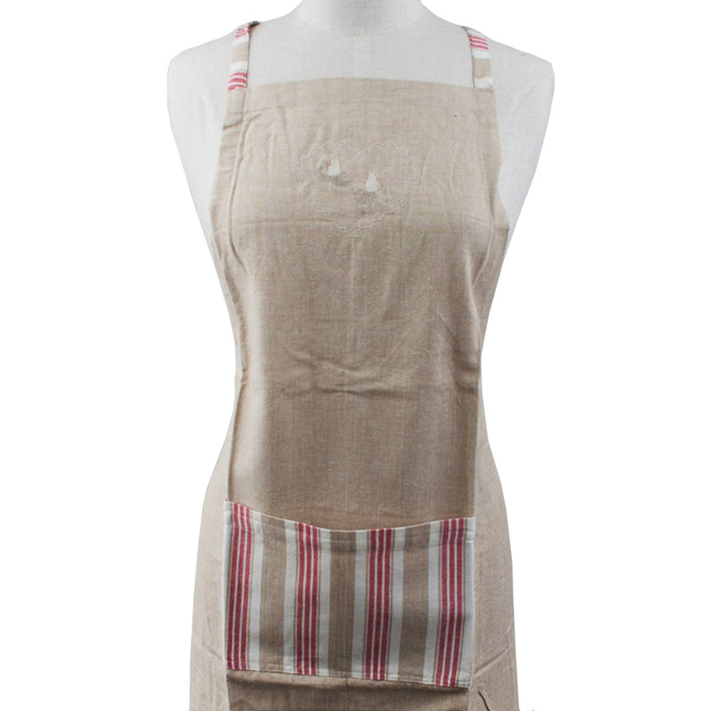 Handloom Cotton Woven Apron with Stripe - Beige - Notbrand