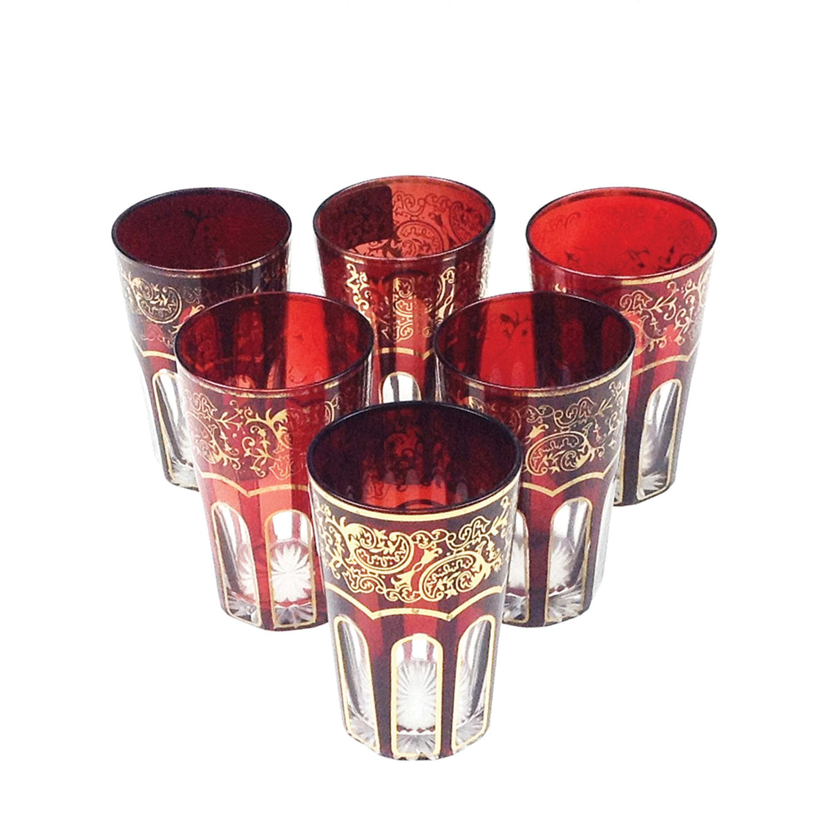 Victorian Glass Tealight in Ruby -  Set of 6 - Notbrand