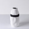 Monochrome Glazed Ceramic Stripe Vase - White - Notbrand