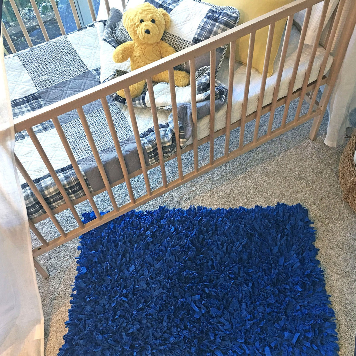 Shaggy Hand Woven Floormat - Blue - Notbrand