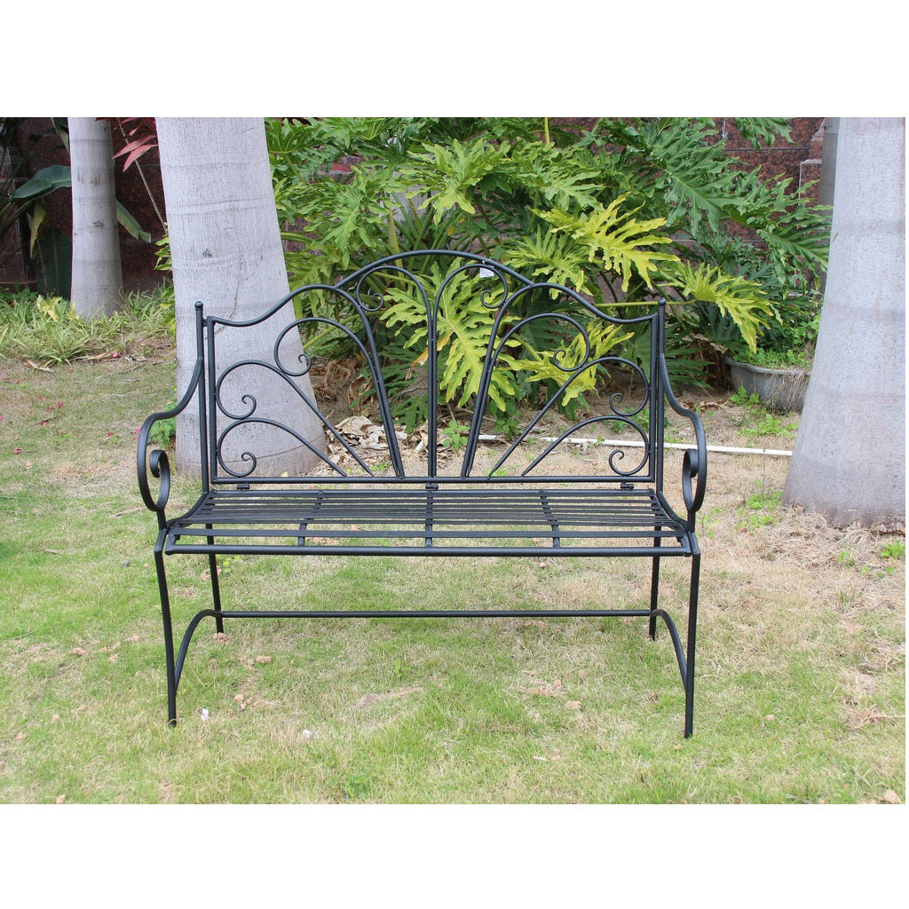 Ava Metal Outdoor Garden Bench - Black - Notbrand