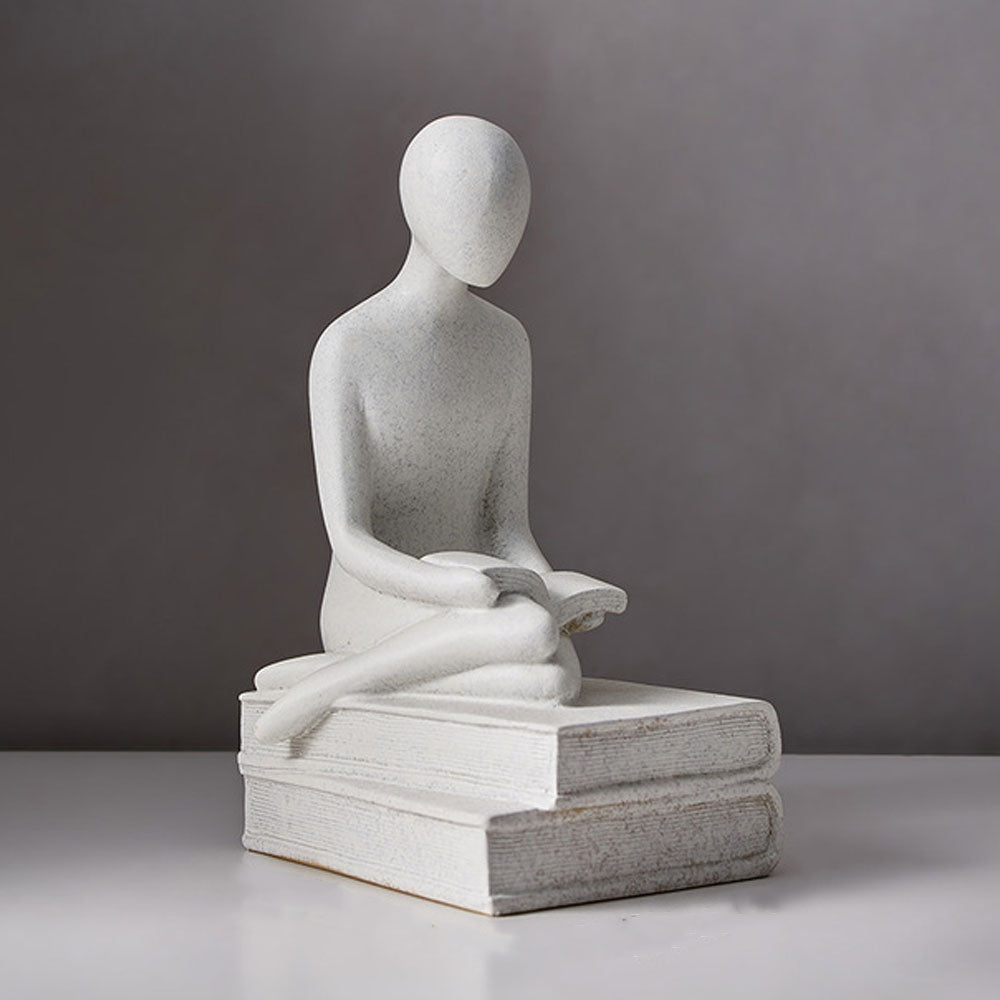 Abstract Ceramic Reading Man Sculpture - Notbrand