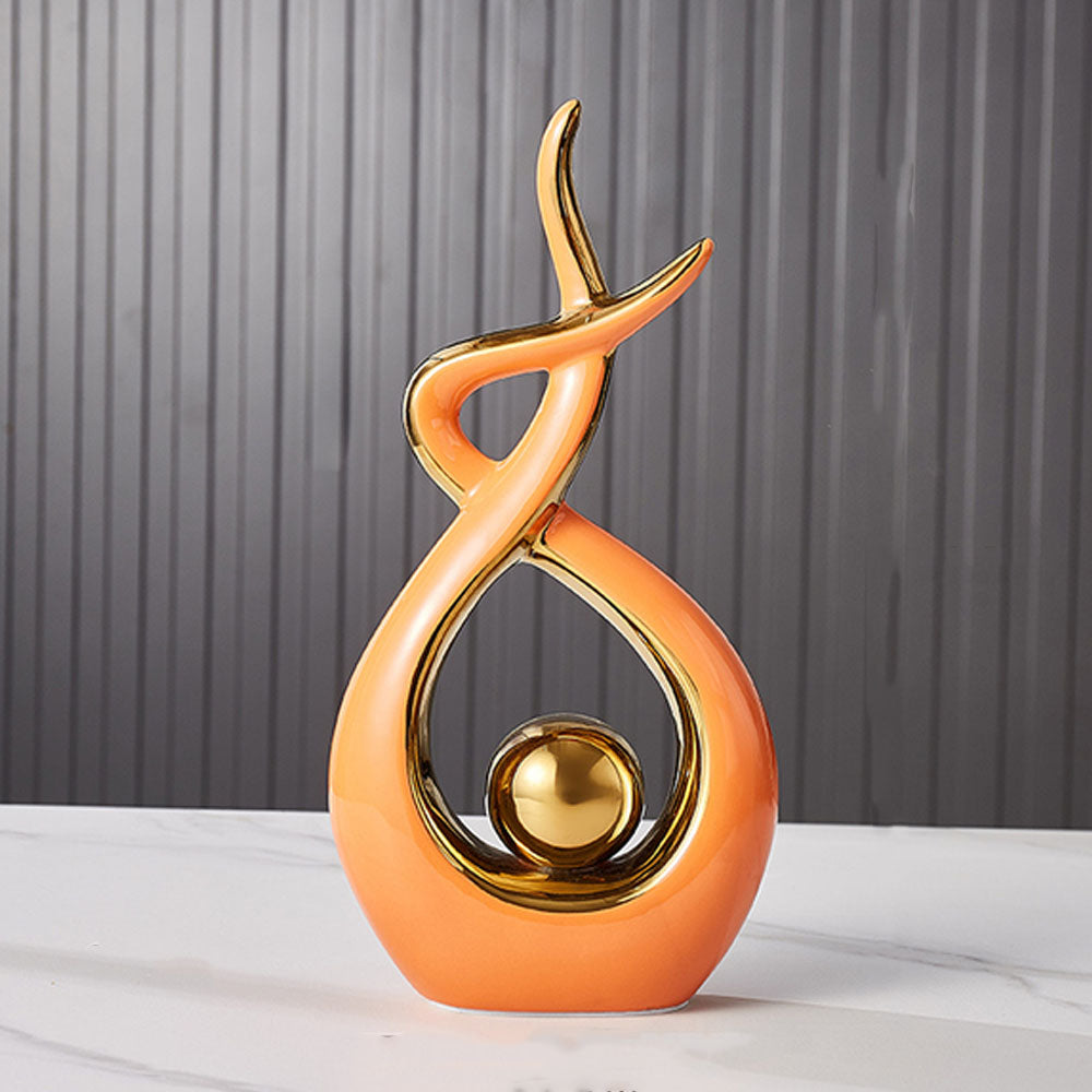 Modern Art Abstract Ceramic Sculpture Statue - Orange - Notbrand