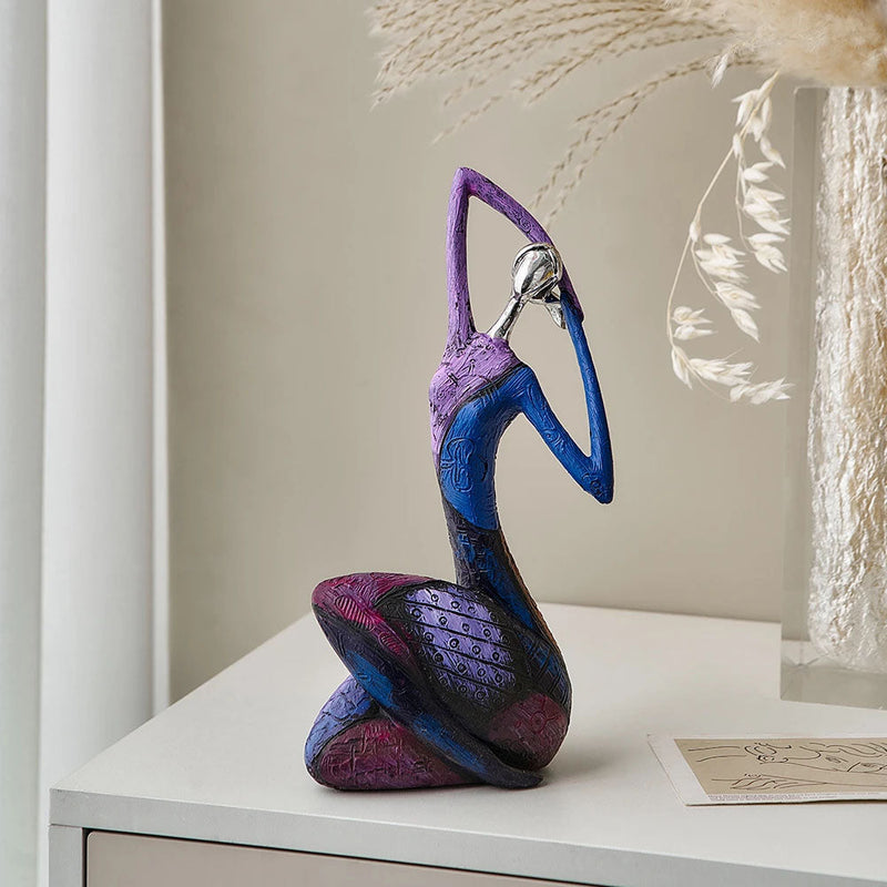 Nordic Style Abstract Woman Art Resin Sculpture - Purple - Notbrand