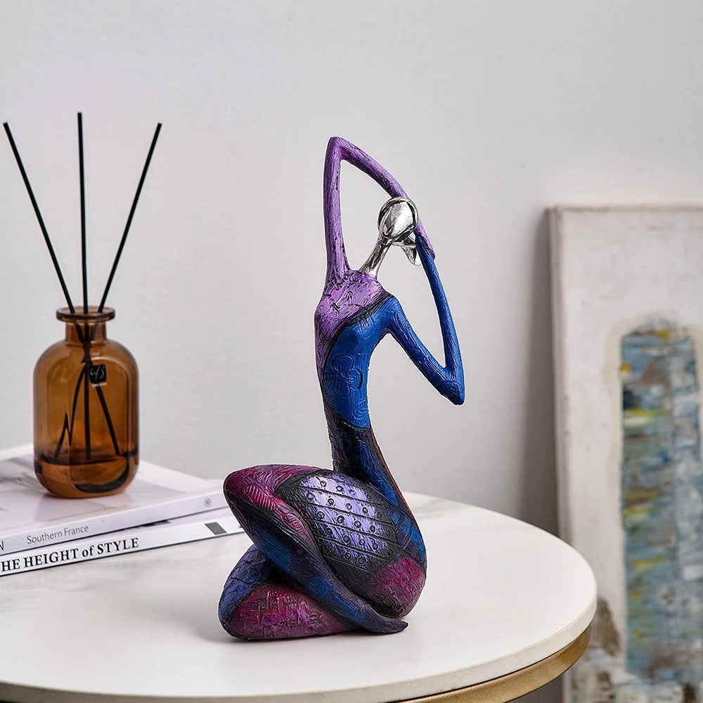 Nordic Style Abstract Woman Art Resin Sculpture - Purple - Notbrand