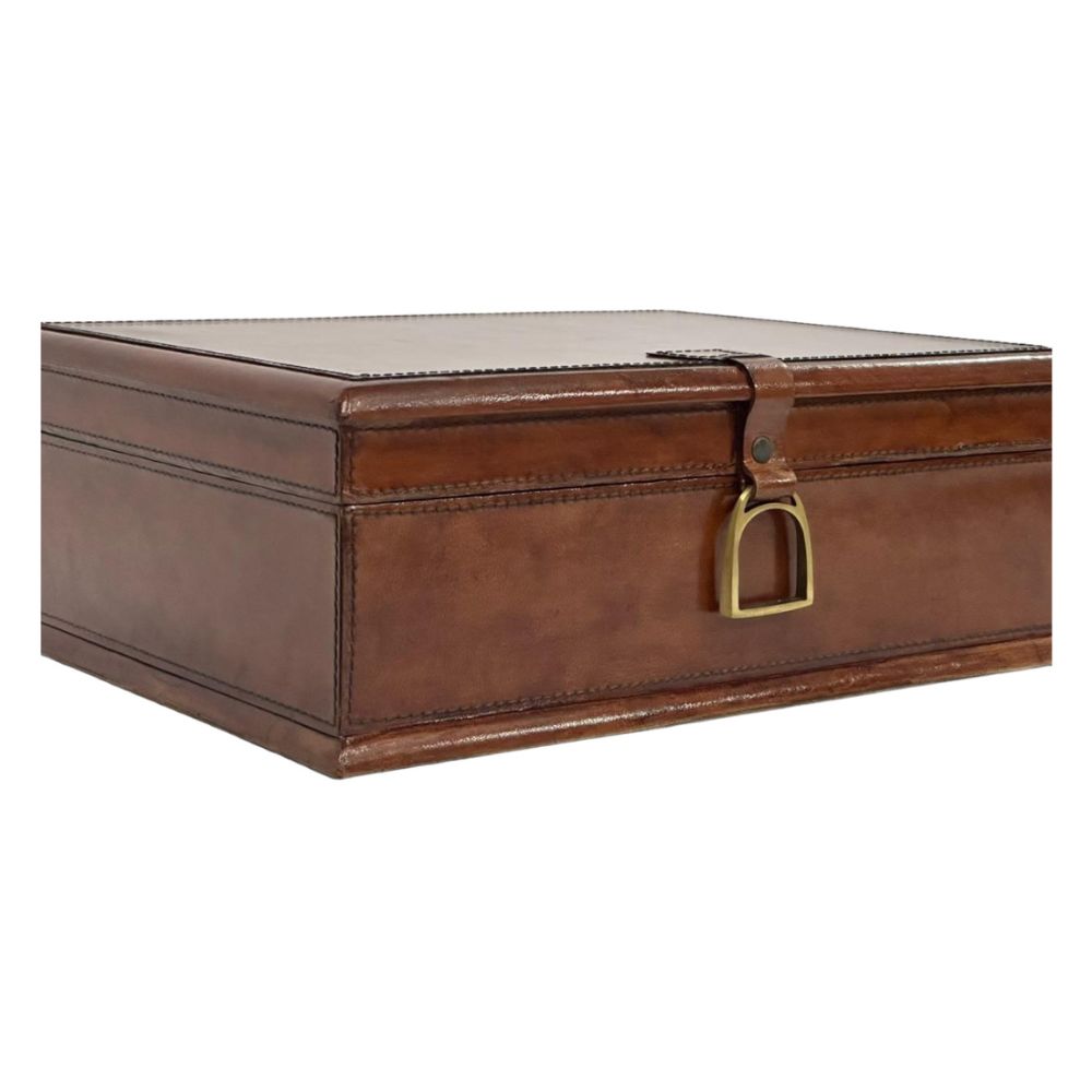 Afio Tan Leather Jewellery Box with Stirrups - NotBrand