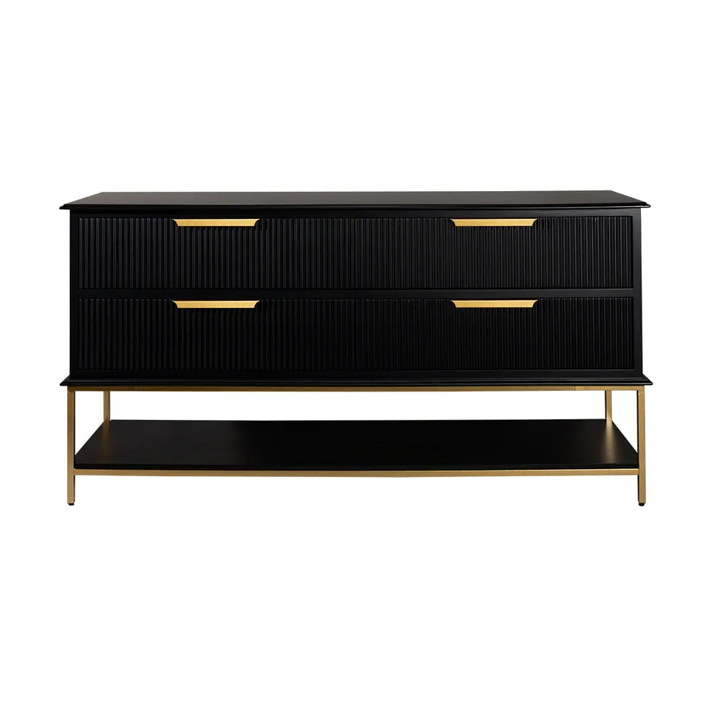 Aimee 4 Drawer Chest with Shelf - Black - NotBrand