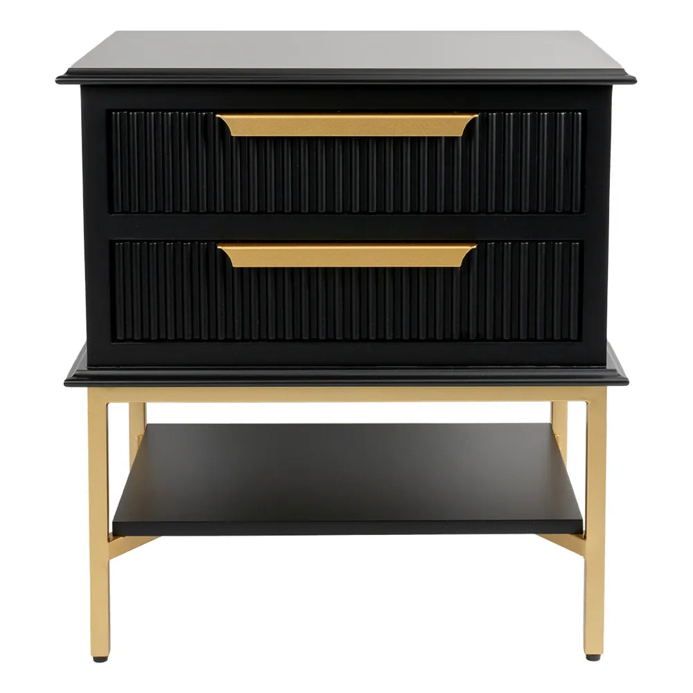Aimee 2 Drawer Bedside Table in Black - Small - NotBrand
