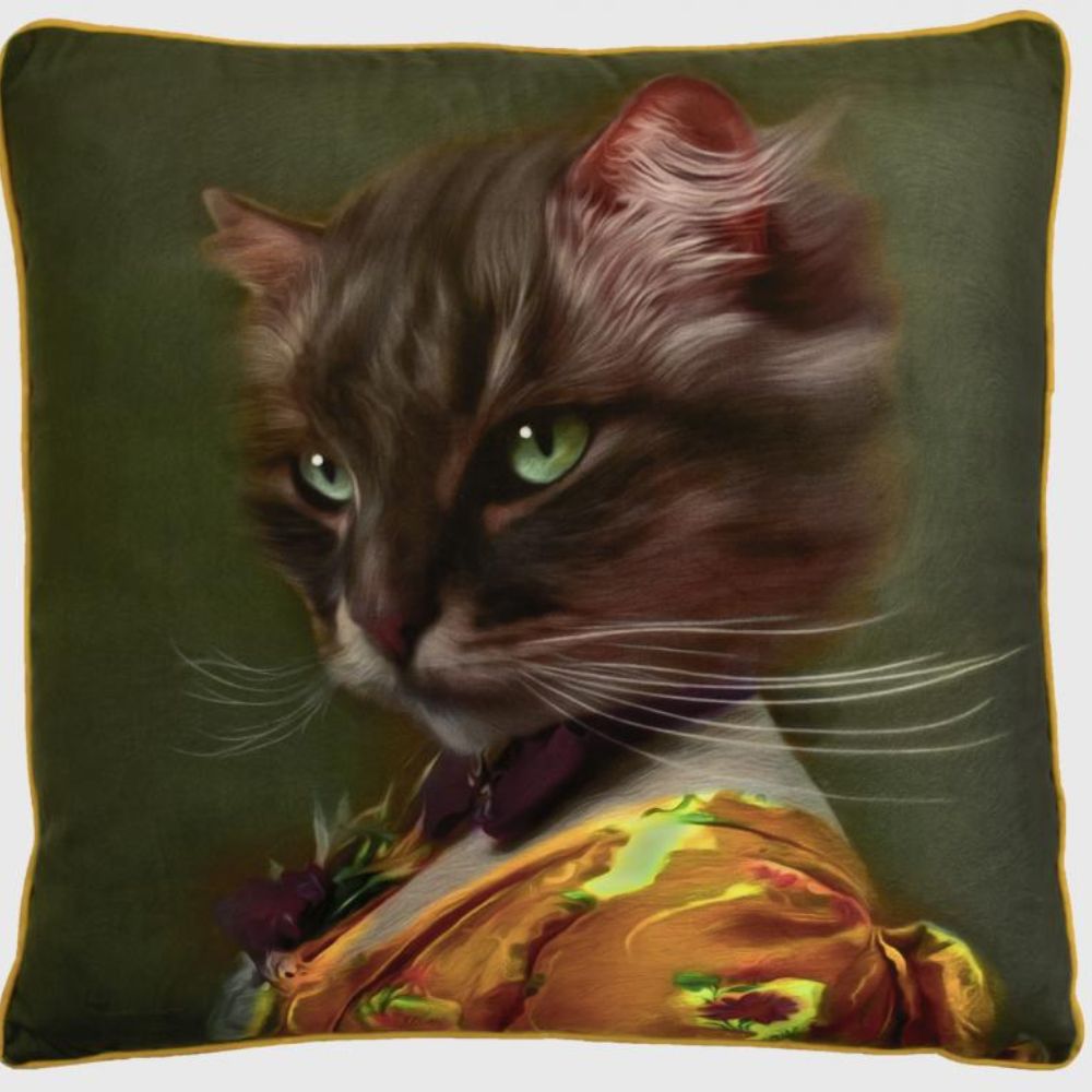 Anne-Fleur Cat Cushion - Suede Fabric - NotBrand