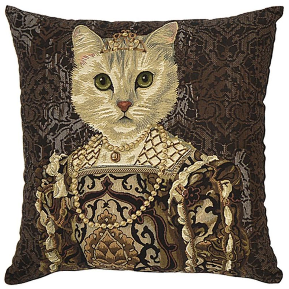 Anne Royal Cats Cushion - Brown - NotBrand