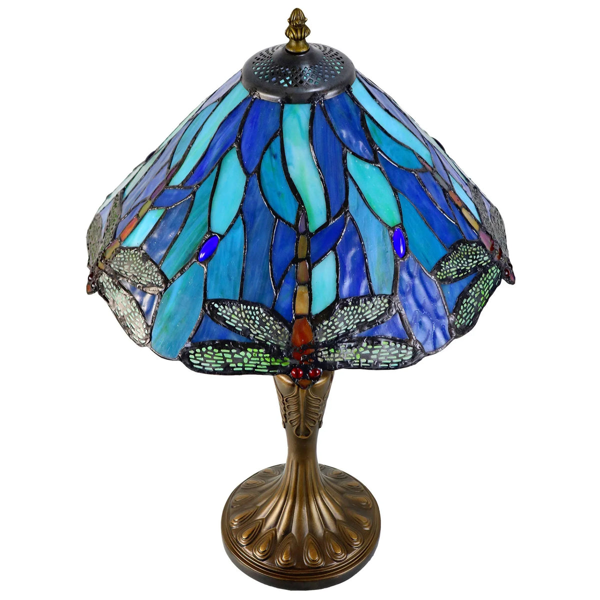 Annika Dragonfly Tiffany Style Table Lamp - Blue - Notbrand