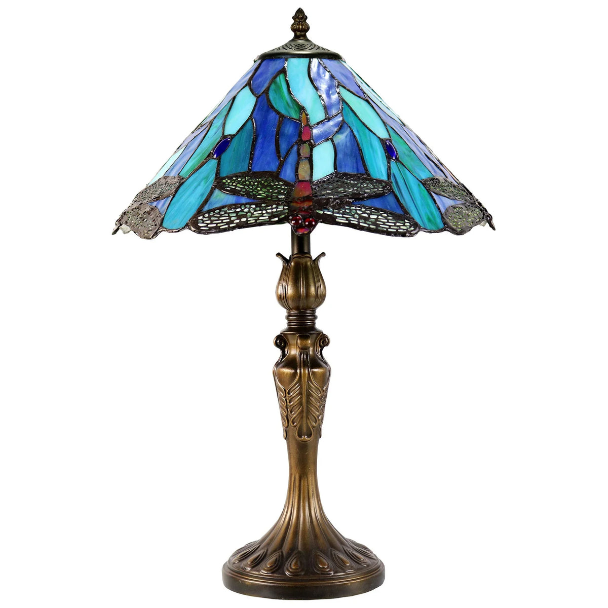 Haines Tiffany Style Table Lamp in Blue - Small - Notbrand