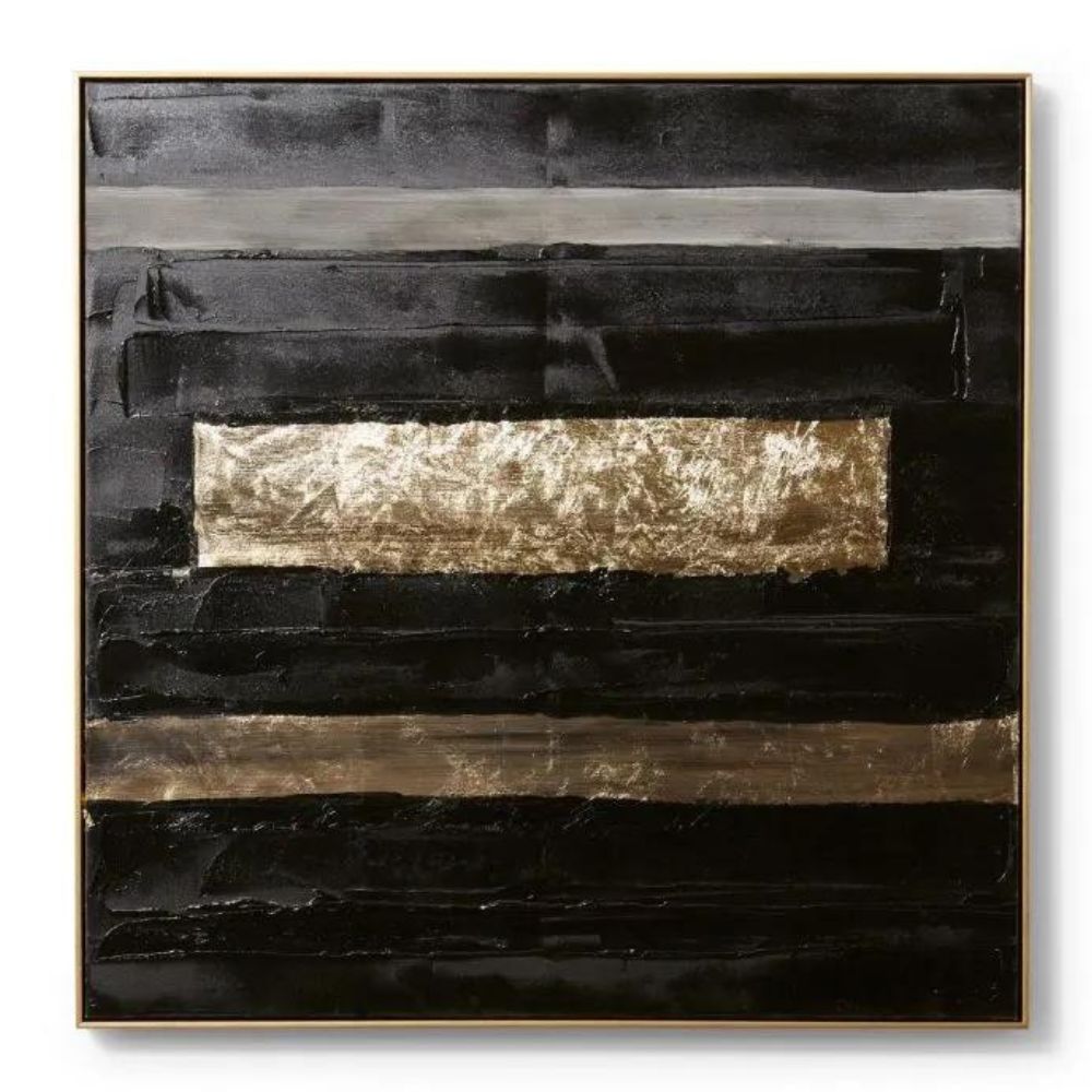 Archi Abstract Hand Painted Wall Art - Black & Gold - Notbrand
