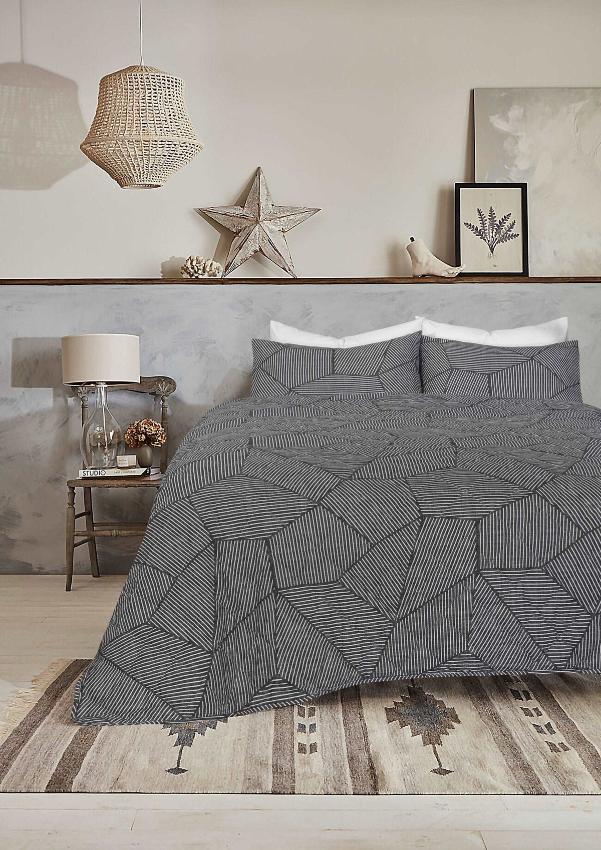 Ariana Carbon Pure Cotton Bedspread Set with Extra Standard Pillowcases - Notbrand