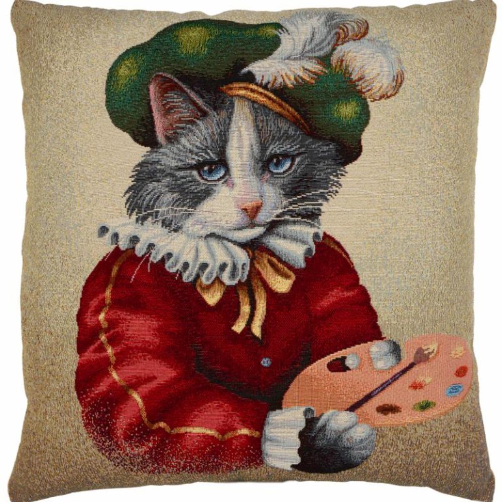 Artist Cat Cushion - Suede Fabric - NotBrand