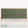 Entto Hardwood Deco Style 6 Drawer Dresser - Olive - Notbrand