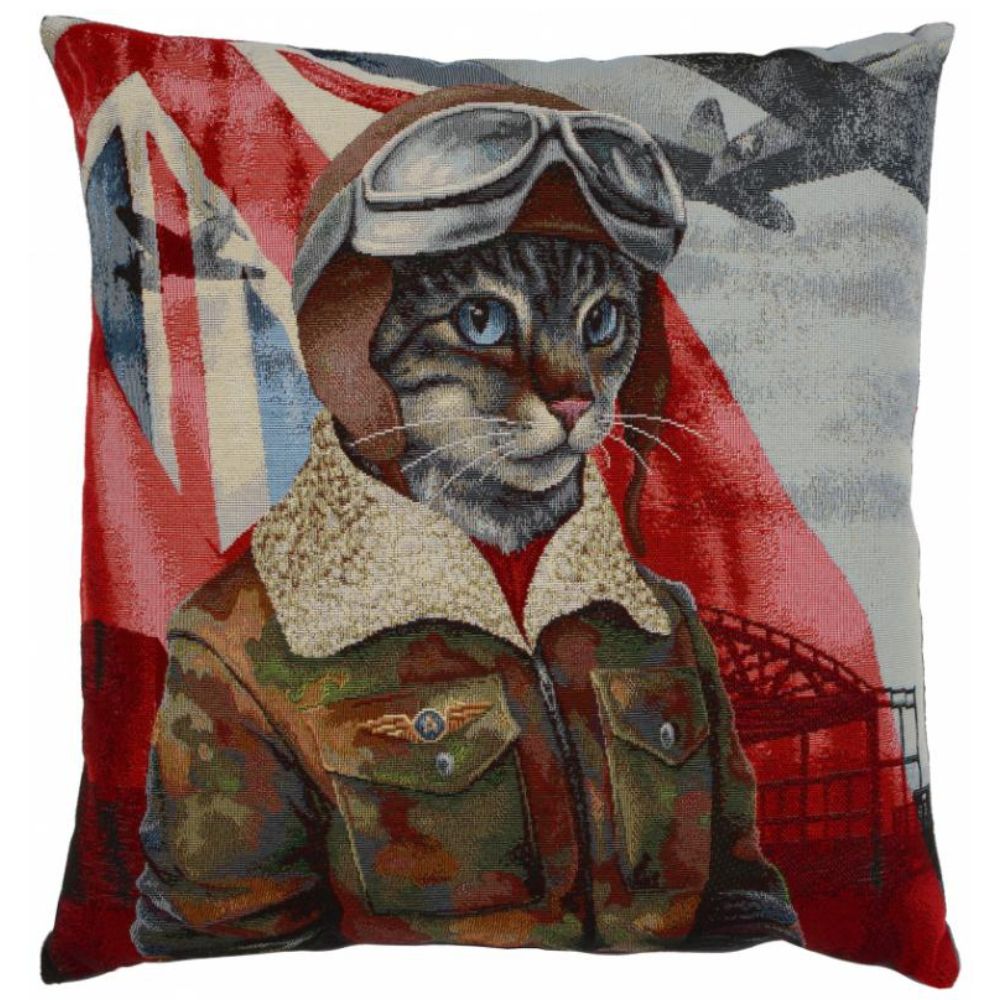 Aviator Cat Cushion - Suede Fabric - NotBrand