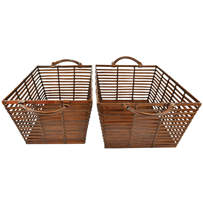 Azryat Set of 2 Tan Leather Laundry Basket - Notbrand