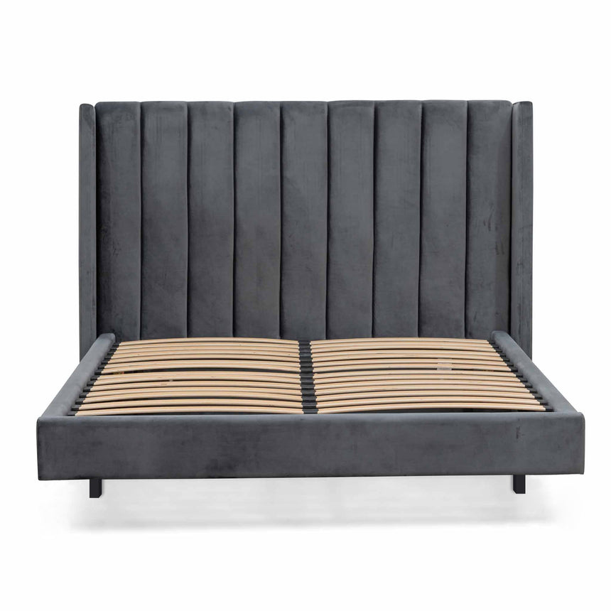 Muteba Bed Frame in Charcoal Velvet - King - Notbrand