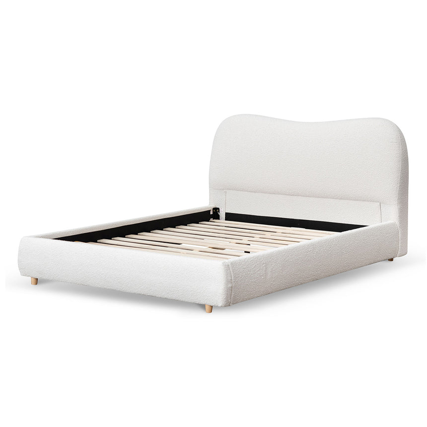 Ntumba Bed Frame in Cream White Boucle - Queen - Notbrand