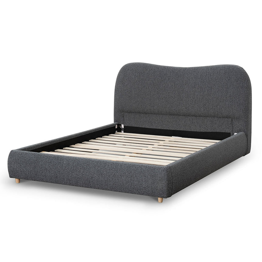 Baloji Bed Frame in Charcoal Boucle - Queen - NotBrand