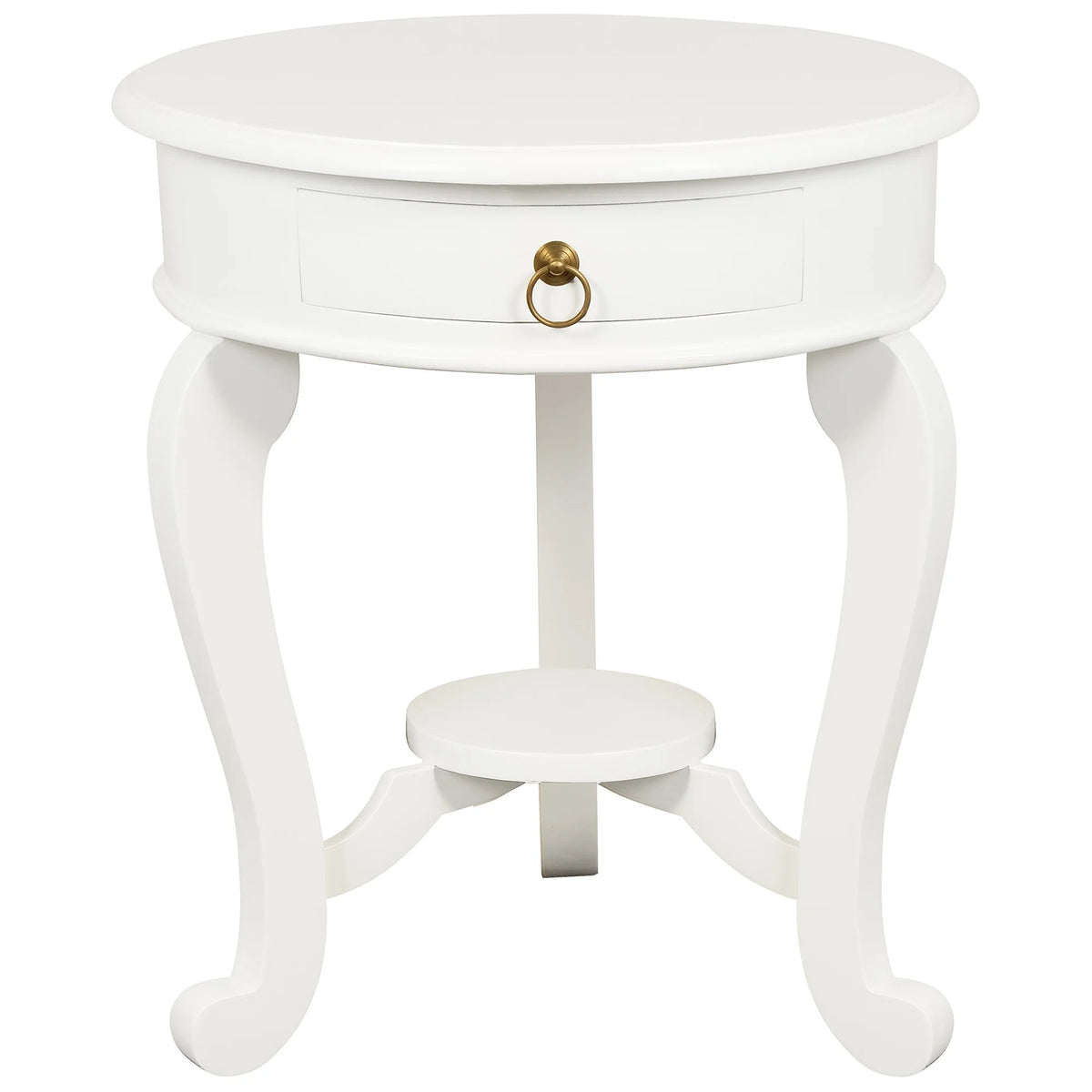 Bamin 1 Drawer Cabriol Leg Side Table - White - Notbrand