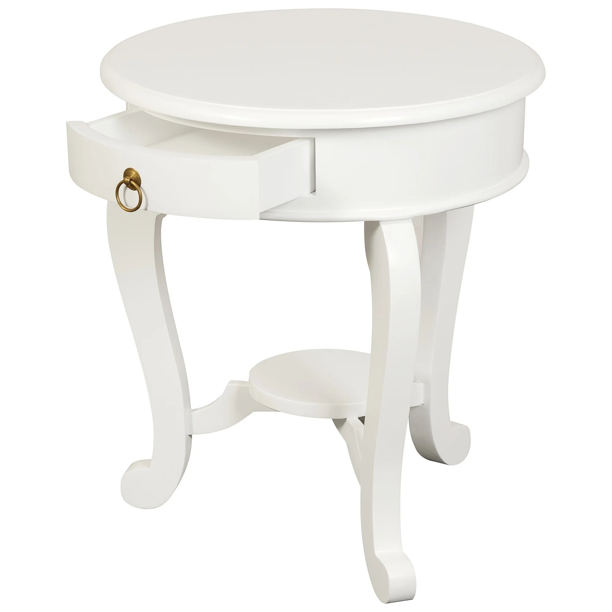 Bamin 1 Drawer Cabriol Leg Side Table - White - Notbrand