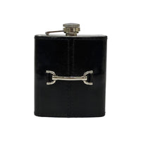 Belch Hip Flask with Metal Stud - Black Leather - Notbrand