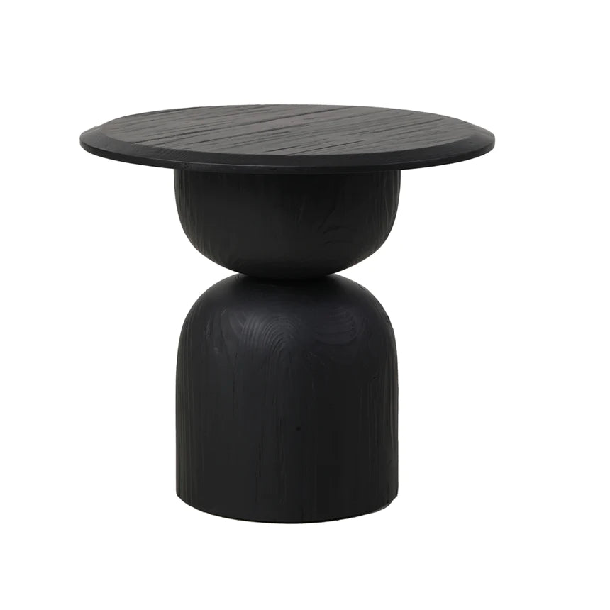 Benyam Round Fir Wood Side Table - Full Black - NotBrand