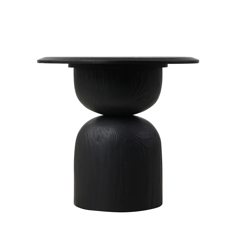 Benyam Round Fir Wood Side Table - Full Black - NotBrand