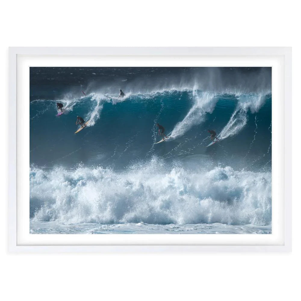 Big Wave Surfers A1 Framed Wall Art - Large - Notbrand