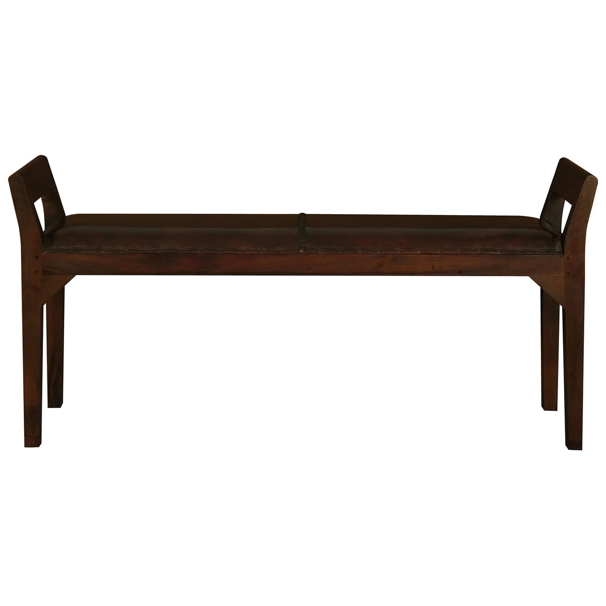 Boston Timber and Leather 2 Seater Bench - Mahogany - Notbrand