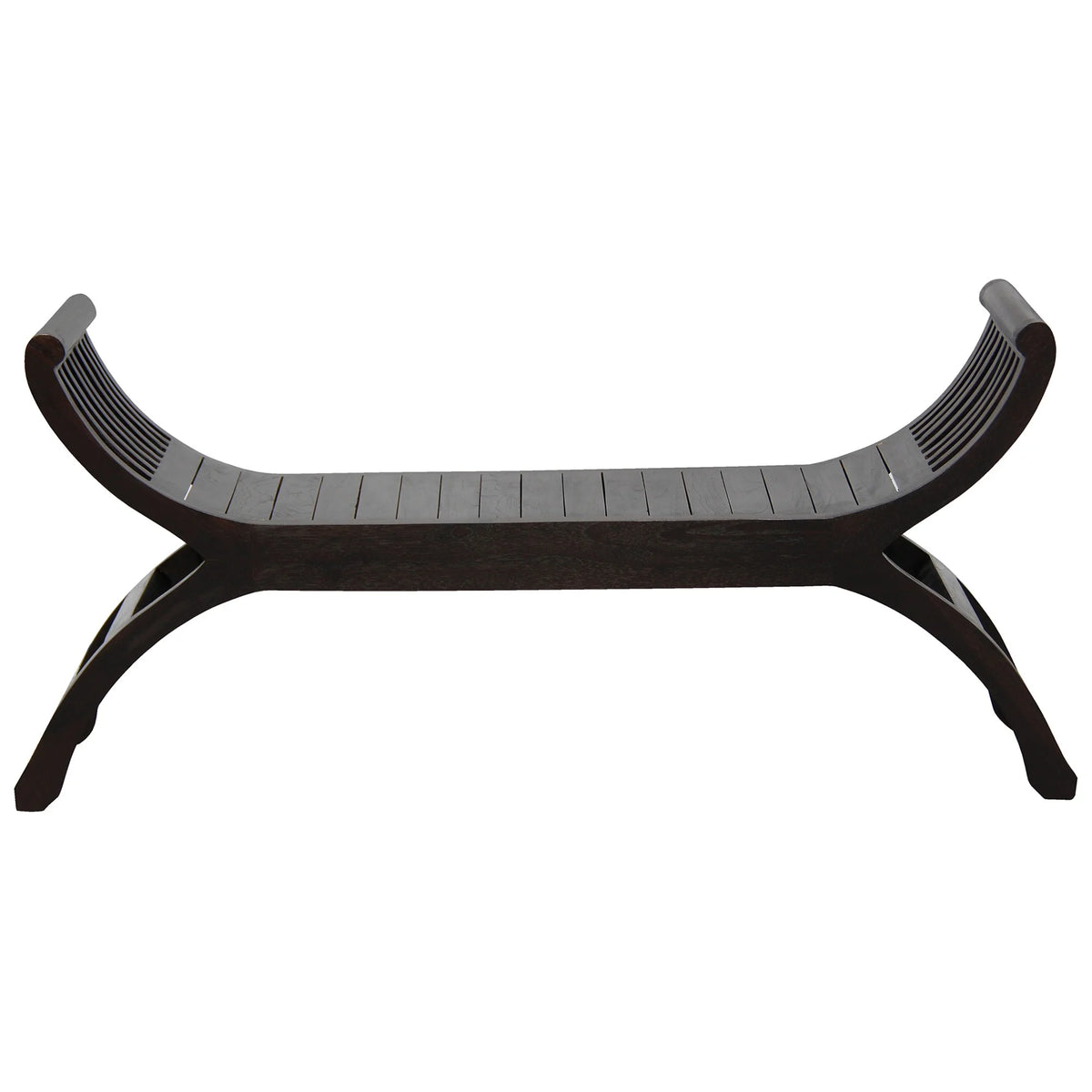 Maeve Solid Mahogany Timber Curved Bench in Chocolate - 130cm - Notbrand