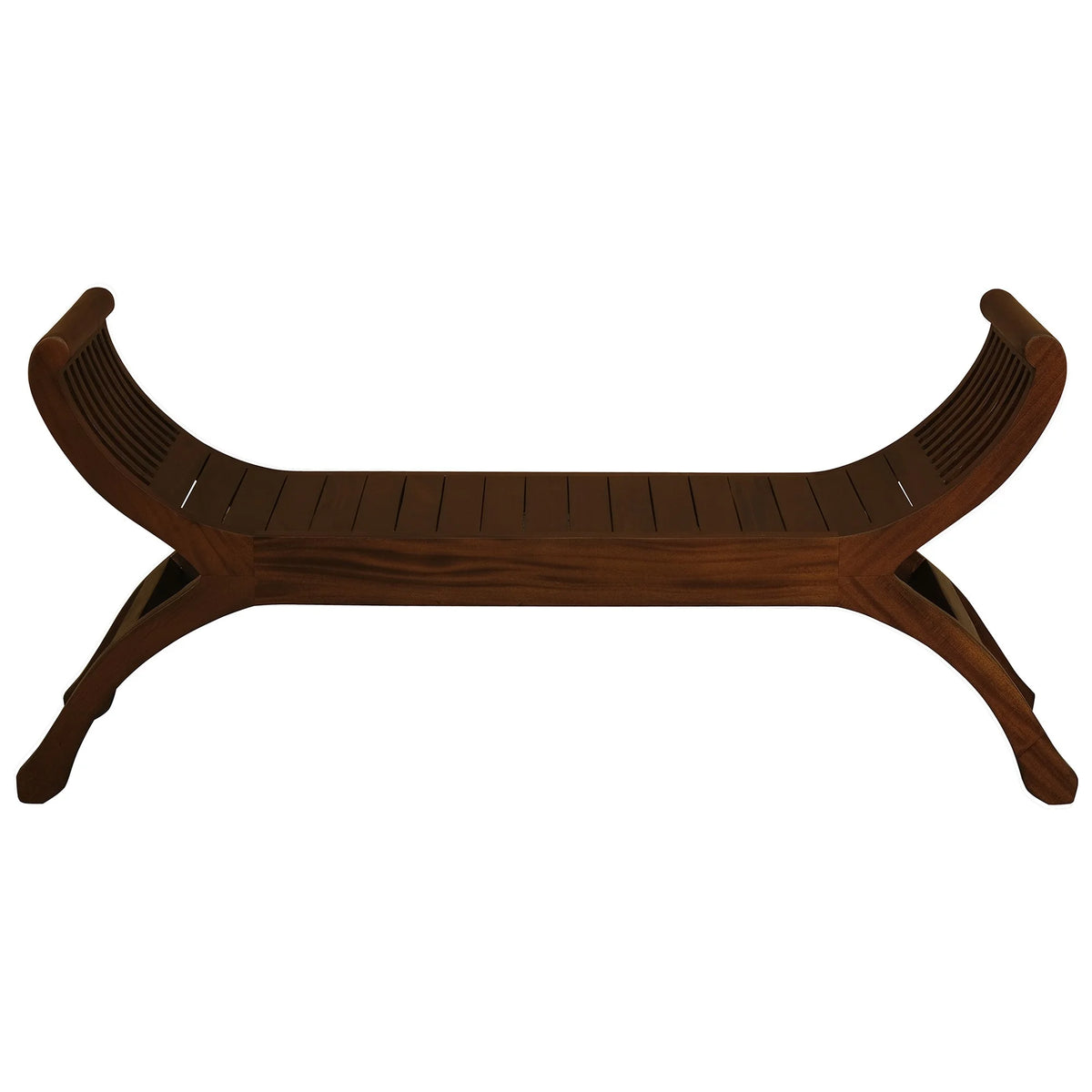 Maeve Solid Mahogany Timber Curved Bench in Mahogany - 130cm - Notbrand