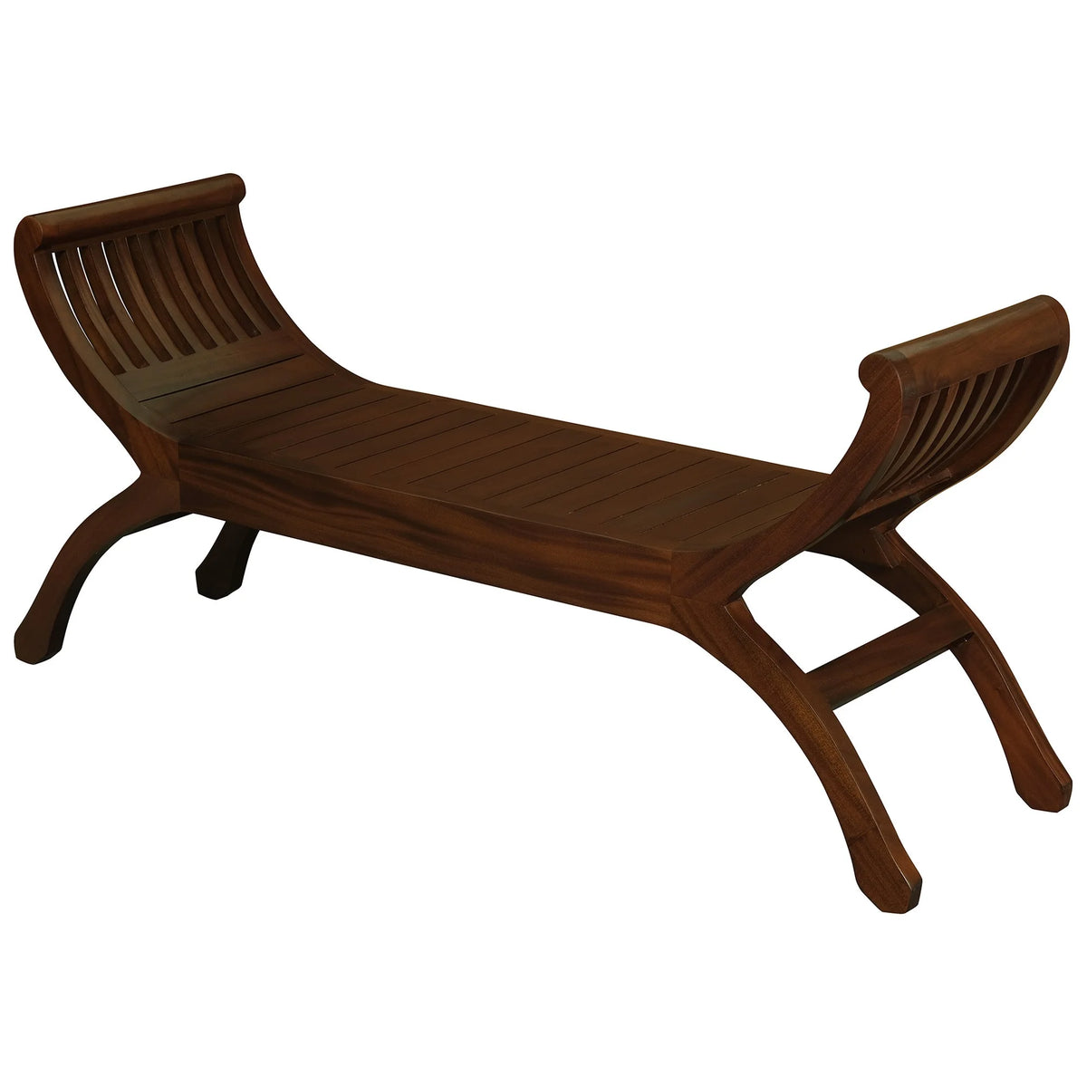 Maeve Solid Mahogany Timber Curved Bench in Mahogany - 130cm - Notbrand